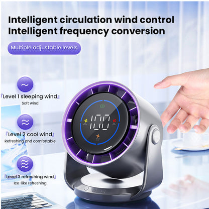 2025 New 100-Speed High - Speed Circulating Fan for Home. 6 - Inch Charging Digital Display, Turbo Desktop Electric Fan