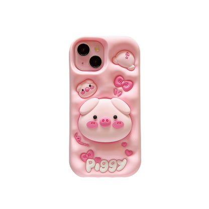 Protective Case with Stand for iPhone 17 Pro Max, Pink Pig Design, Full Coverage Shockproof Case for iPhone 15/14/13/12 Pro