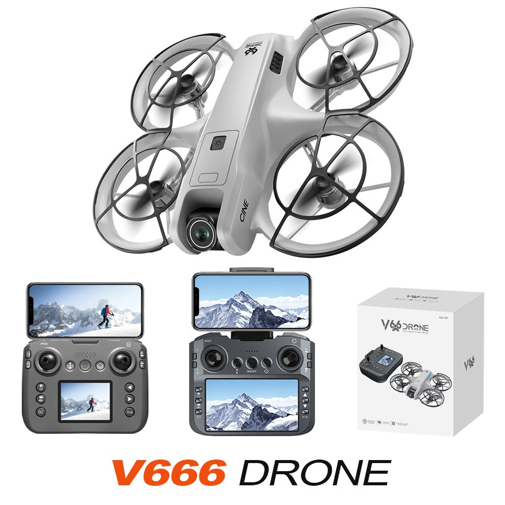 V666 Drone with Screen HD Aerial Photography Remote Control Aircraft Full Protection Altitude Hold V666 Aircraft with Screen Control