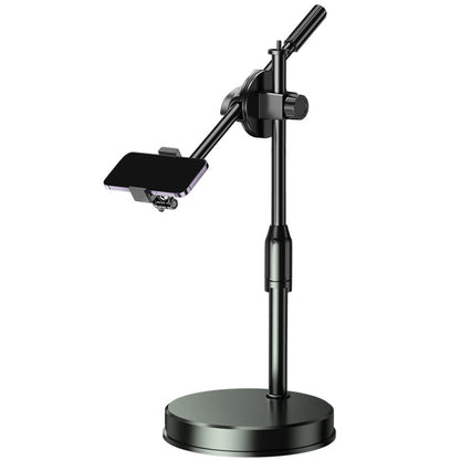 Mobile Phone Overhead Shooting Stand for Food Photography, Drawing, and Live Streaming - Adjustable Dual-Camera Position Desktop Phone Holder with Fill Light