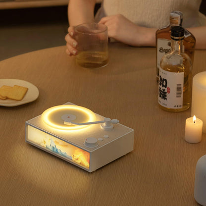 Wireless Bluetooth Speaker Aroma Diffuser Ambient Light Mini Speaker Retro Vinyl Record Player Home High-Quality Sound Gift X19