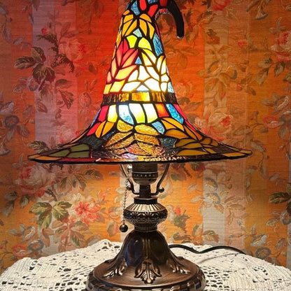 Halloween Witch Hat Lamp Resin Decor USB Plug Light Decoration