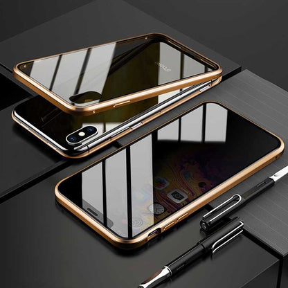 Protect Privacy Tempered Glass + Magnetic Phone Case for iPhone 7 8 Plus X XS MAX XR Fundas Metal Bumper Double-side Glass Cover