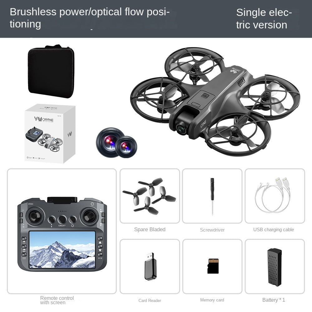 V666 Drone with Screen HD Aerial Photography Remote Control Aircraft Full Protection Altitude Hold V666 Aircraft with Screen Control