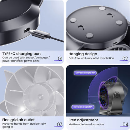 2025 New 100-Speed High - Speed Circulating Fan for Home. 6 - Inch Charging Digital Display, Turbo Desktop Electric Fan