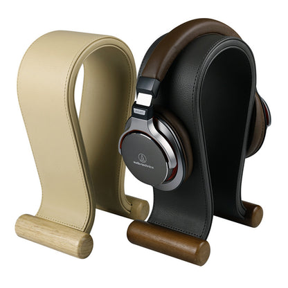 A-line Art Bluetooth Earphone Stand, Walnut Wood U-shaped Headphone Holder, Leather Headphone Rack, Display Stand, Hanging Rack, Decorative Ornament