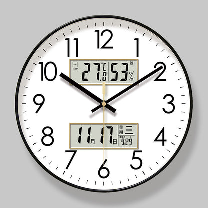 2025 New 10/12/14 - inch Electronic Calendar Wall Clock. Monitors temp & humidity. Dual - display. Mute. Quartz movement.