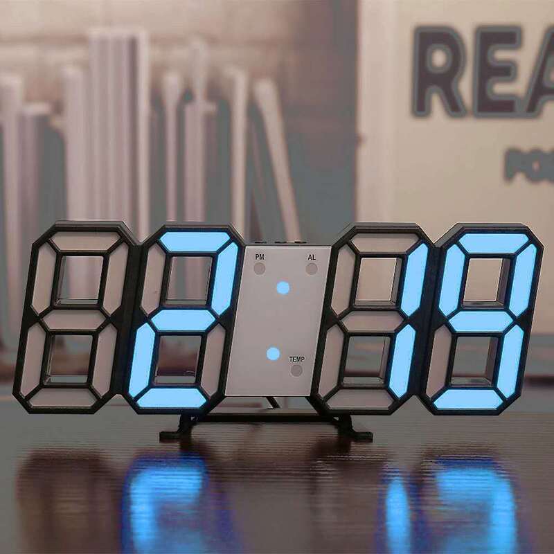 3D LED Digital Alarm Clock with Colorful Display, 12/24 Hour Format for Office, Living Room, Bedroom, Kitchen