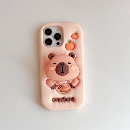 Capybara Stretchable Bracket iPhone 17 Case Compatible with Apple 16, 15/14 Pro Max, 13 Phone Cover