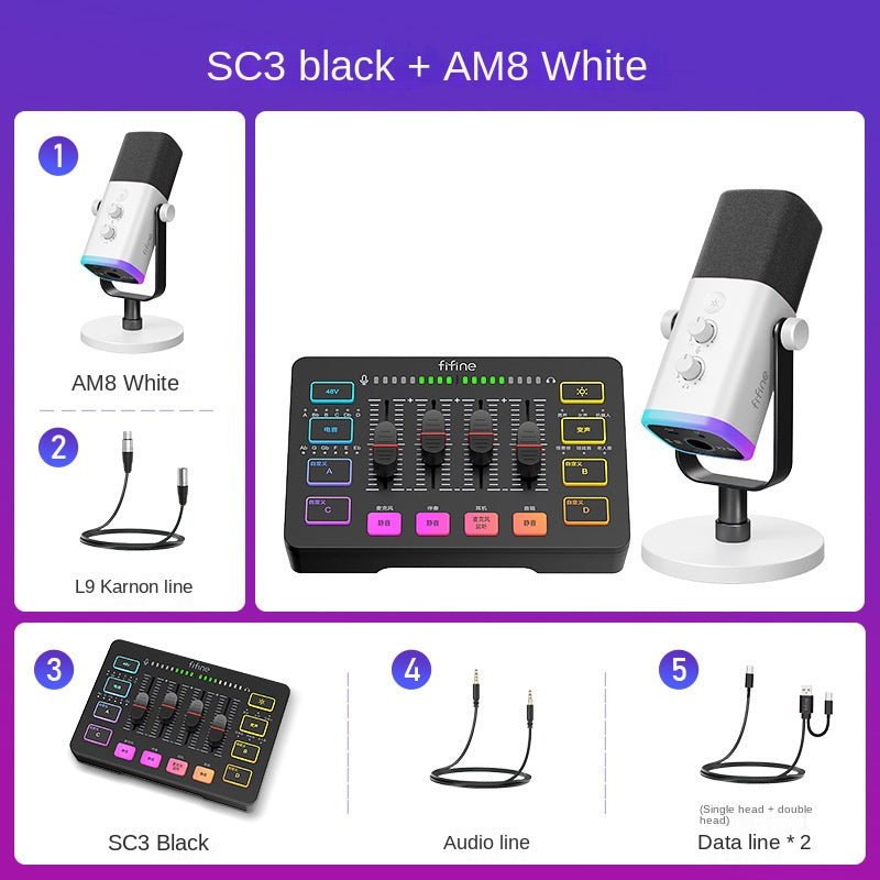 Fifine Game Live Streaming Equipment SC3 Full Set USB External Sound Card Microphone Desktop Karaoke