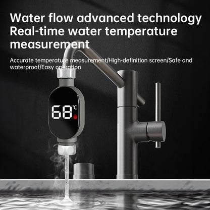 Black LED bathroom shower thermometer (0℃~99℃): accurate temp measurement, smart counter.