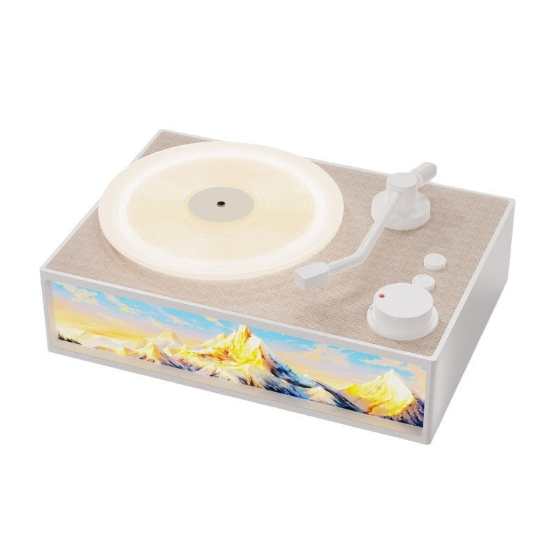 Wireless Bluetooth Speaker Aroma Diffuser Ambient Light Mini Speaker Retro Vinyl Record Player Home High-Quality Sound Gift X19
