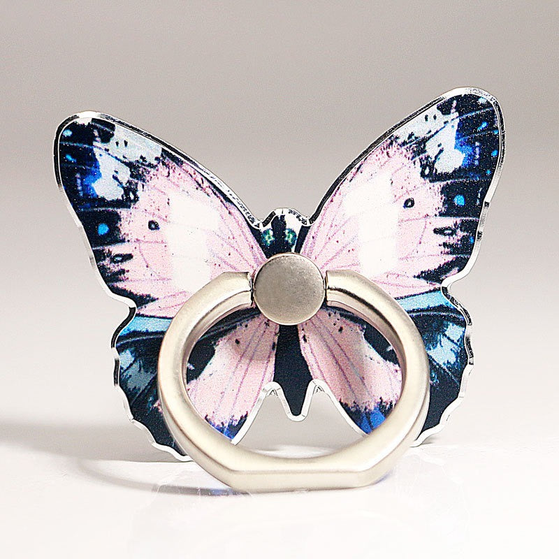 Mobile phone holder with butterfly colored painted cartoon cute and creative new ring buckle for mobile phone holder