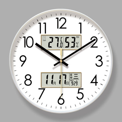 2025 New 10/12/14 - inch Electronic Calendar Wall Clock. Monitors temp & humidity. Dual - display. Mute. Quartz movement.
