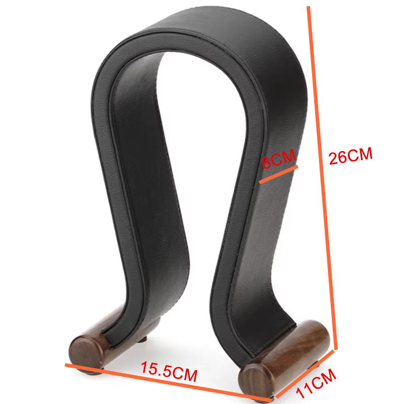 A-line Art Bluetooth Earphone Stand, Walnut Wood U-shaped Headphone Holder, Leather Headphone Rack, Display Stand, Hanging Rack, Decorative Ornament