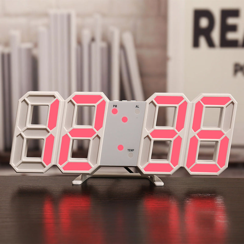 3D LED Digital Alarm Clock with Colorful Display, 12/24 Hour Format for Office, Living Room, Bedroom, Kitchen