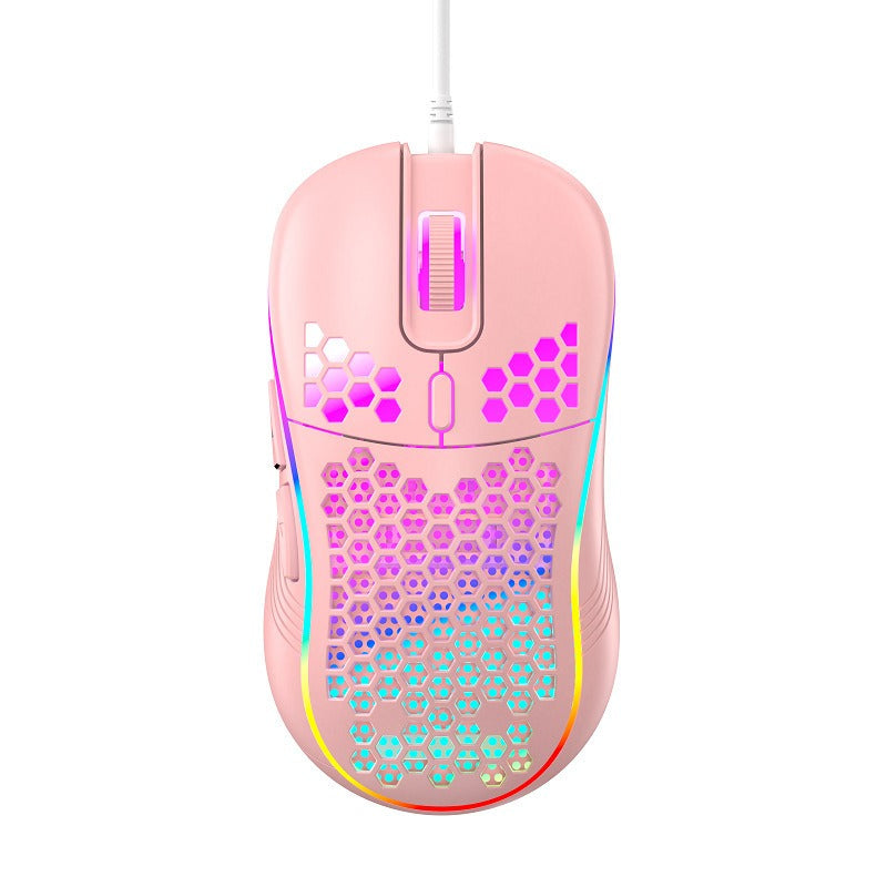 Wired gaming mouse with hollow holes and glowing light lightweight gaming mouse for esports