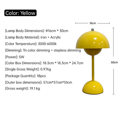 Nordic Mushroom Night Light, Rechargeable Touch LED Lamp for Home Decor, Bedroom, Desk, Wedding Decorations