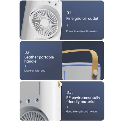 Rechargeable Portable Mini Fan with Spray Cooling – Desktop/ Room Use, Ventilation & LED Light