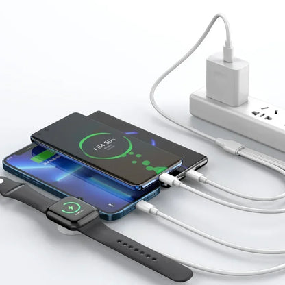 Mobile watch compatible with Apple iWatch four in one wireless charging cable digital wireless charger round four in one