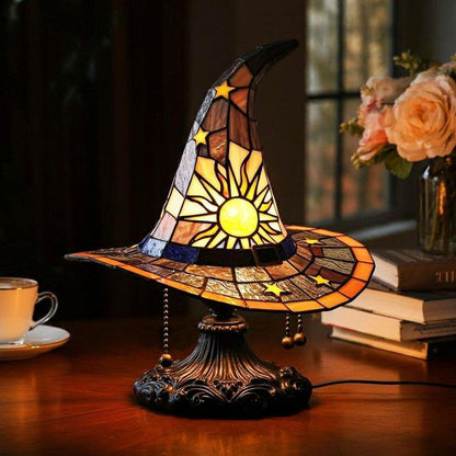 Halloween Witch Hat Lamp Resin Decor USB Plug Light Decoration