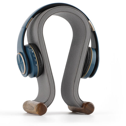 A-line Art Bluetooth Earphone Stand, Walnut Wood U-shaped Headphone Holder, Leather Headphone Rack, Display Stand, Hanging Rack, Decorative Ornament