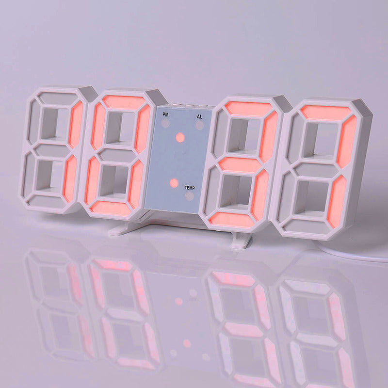 3D LED Digital Alarm Clock with Colorful Display, 12/24 Hour Format for Office, Living Room, Bedroom, Kitchen