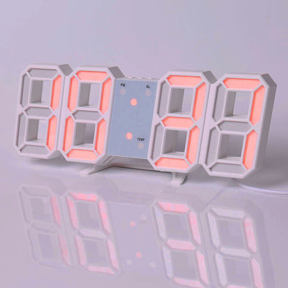 3D LED Digital Alarm Clock with Colorful Display, 12/24 Hour Format for Office, Living Room, Bedroom, Kitchen