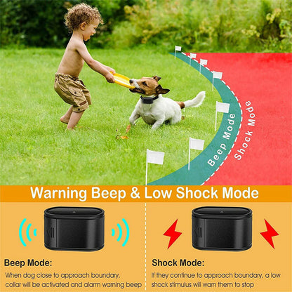 Wireless Invisible Dog Fence - Remote Control, Beep/Shock Collar, Outdoor Training