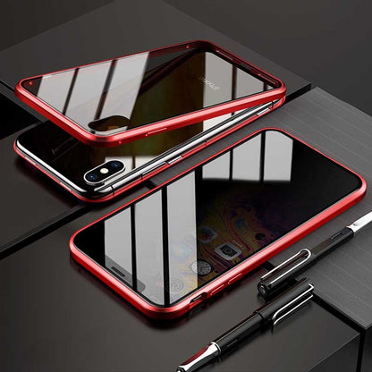 Protect Privacy Tempered Glass + Magnetic Phone Case for iPhone 7 8 Plus X XS MAX XR Fundas Metal Bumper Double-side Glass Cover