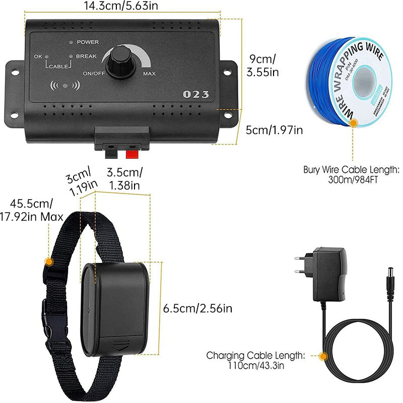 Wireless Invisible Dog Fence - Remote Control, Beep/Shock Collar, Outdoor Training