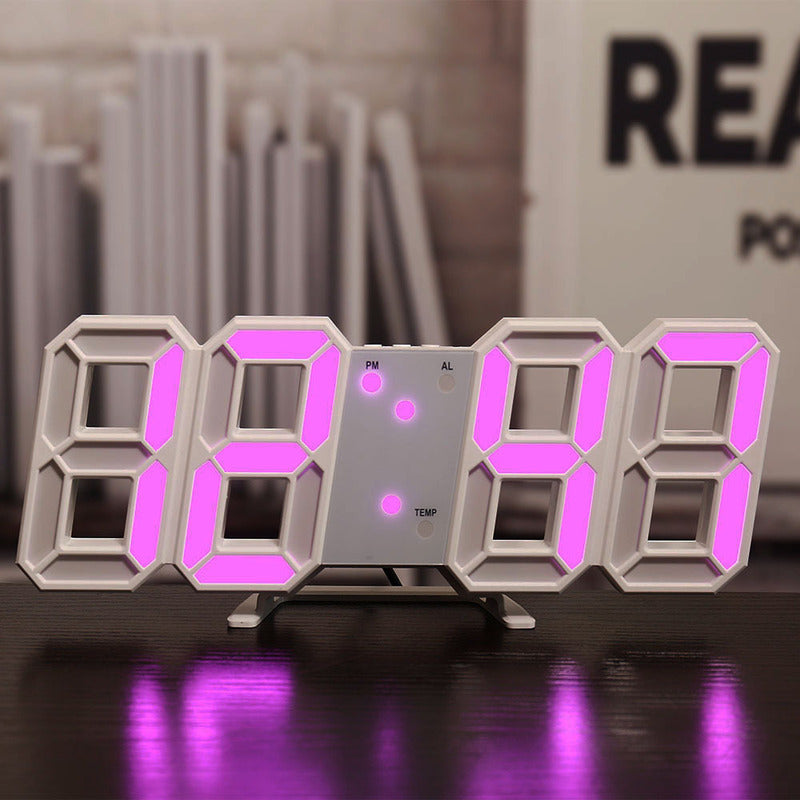 3D LED Digital Alarm Clock with Colorful Display, 12/24 Hour Format for Office, Living Room, Bedroom, Kitchen