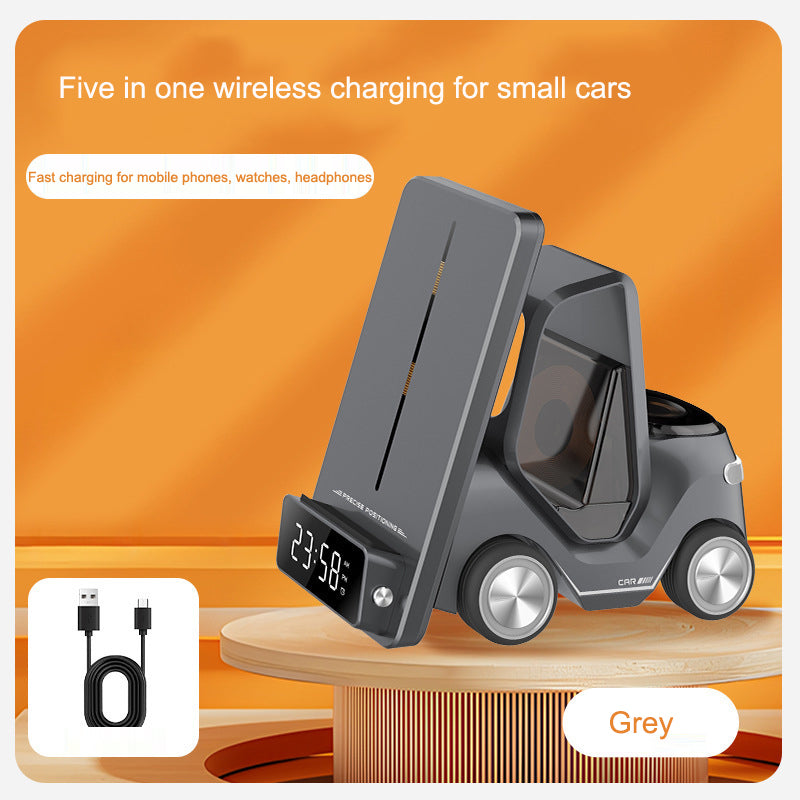 Wireless Charger Stand 5 In 1 Alarm Clock For IPhone 15 14 13 12 Pro Max 8 X XS XR iWatch 8 7 6 5 Airpods Fast Charging Station