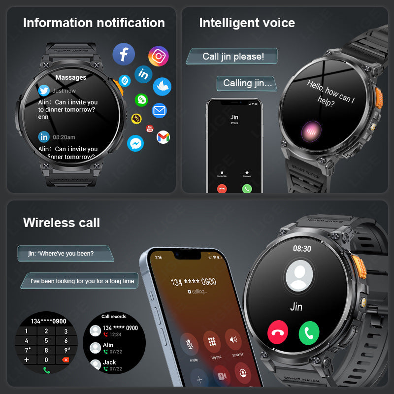 K66 Outdoor Sports with Flashlight Smart Watch for Men